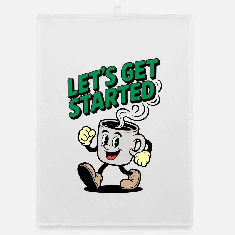 Lets Get Started Coffee Motif Organic dish towel