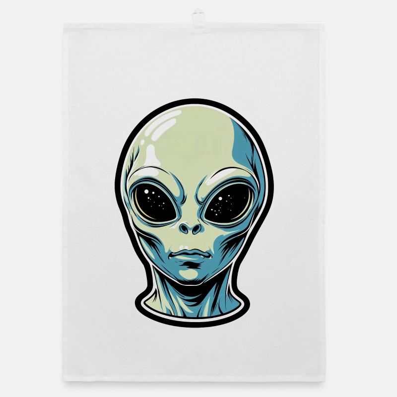 Alien Head Illustration Organic dish towel