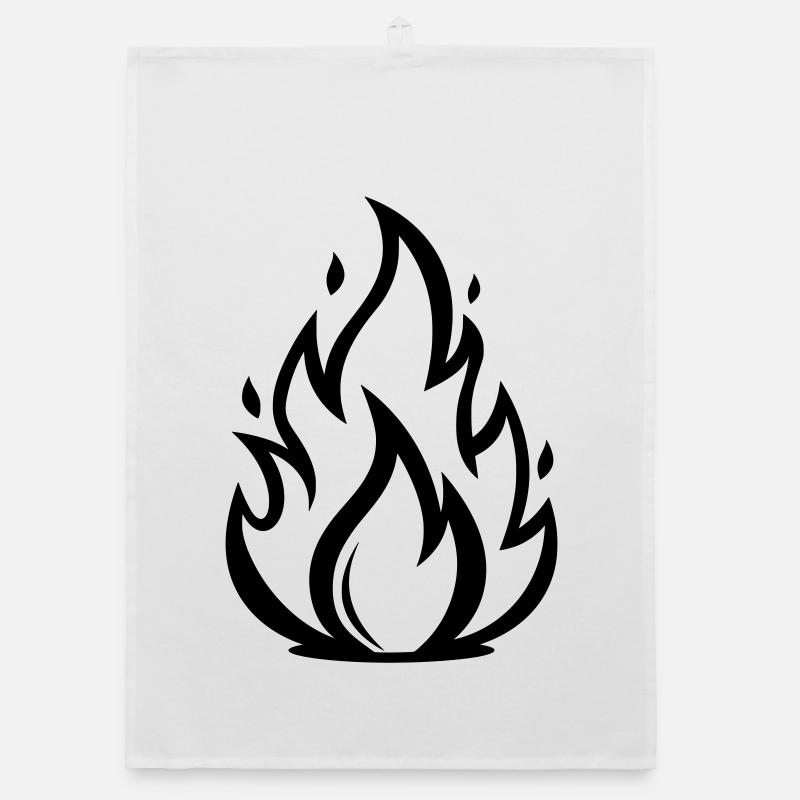 Fire Flame Symbol | Minimal Flames Motif Organic dish towel