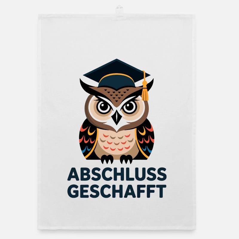 Graduation achieved learning owl Organic dish towel