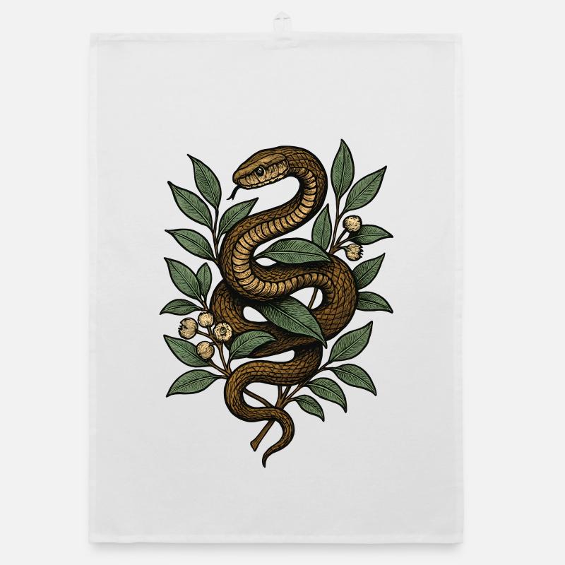 Serpent dans le réseau de feuilles Torchon bio