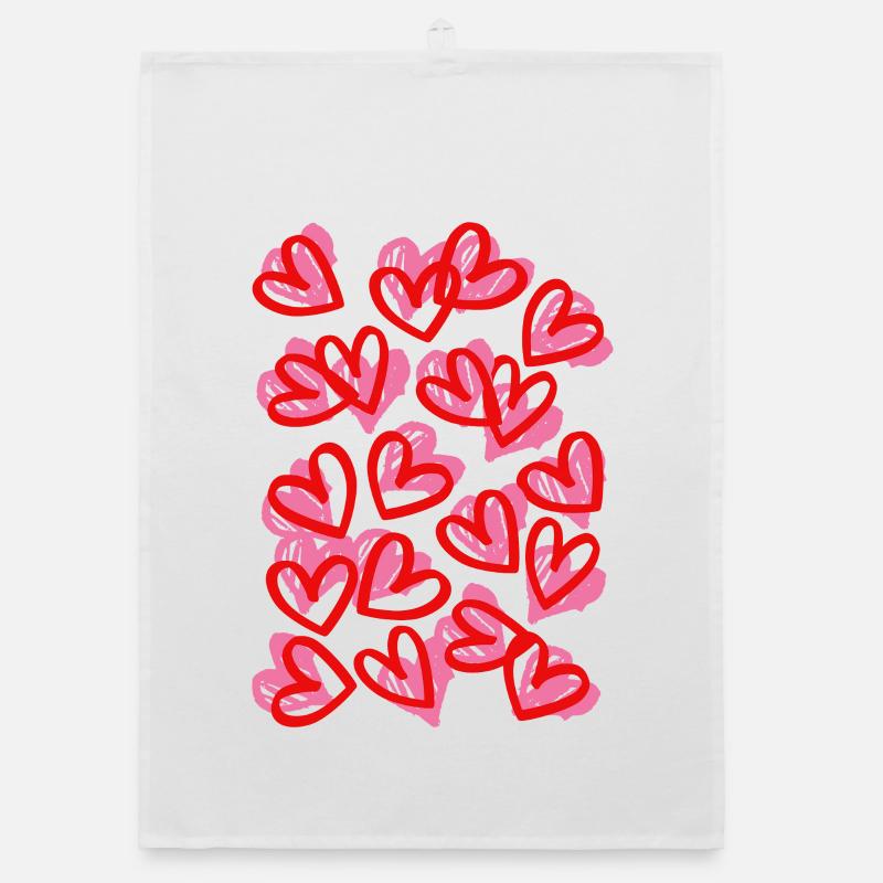 Heartfelt Doodle Hearts Pattern Organic dish towel