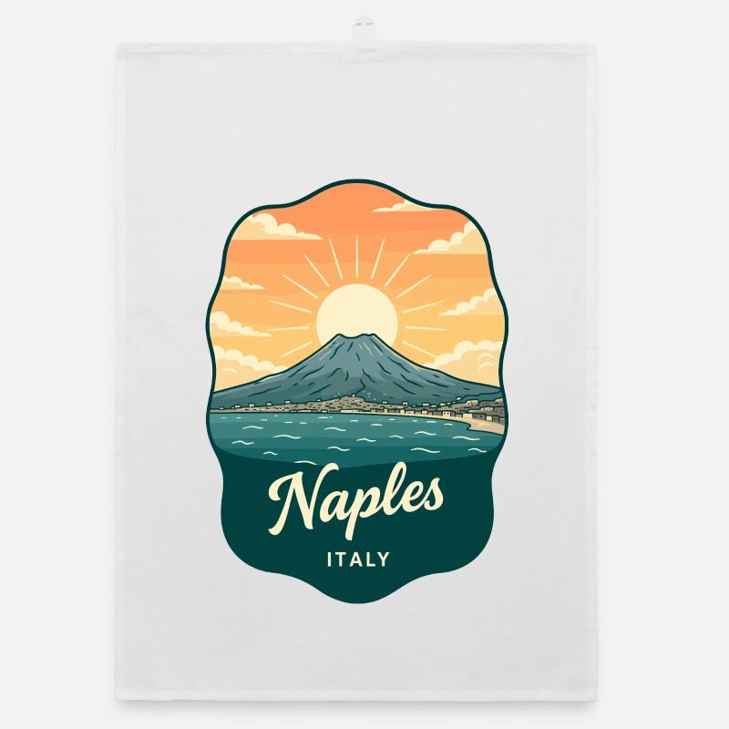Neapel Mount Vesuvius Retro Reiseabzeichen Organic Geschirrtuch