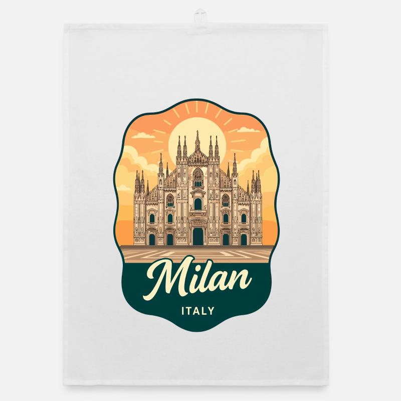 Badge de voyage rétro Sunset Duomo de Milan Torchon bio