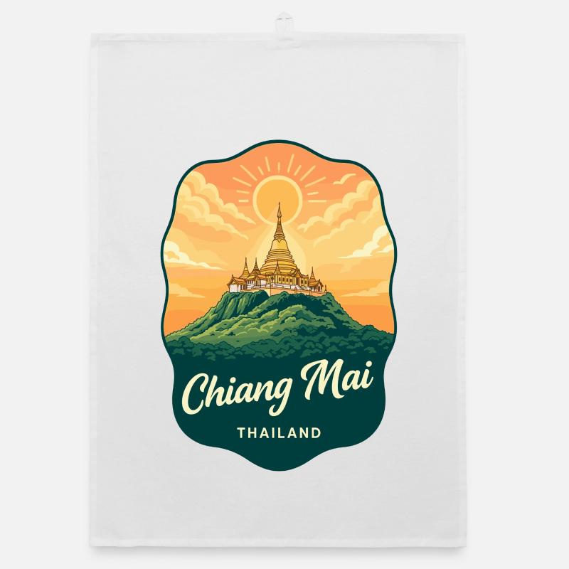 Chiang Mai Doi Suthep Retro-Reiseabzeichen Organic Geschirrtuch