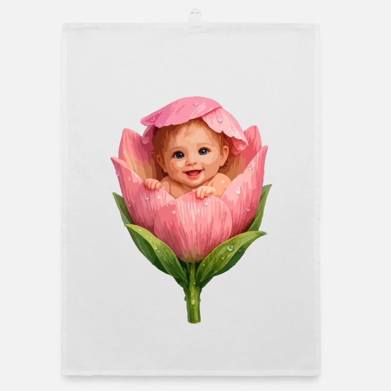 Bébé en fleur de pivoine rose Torchon bio
