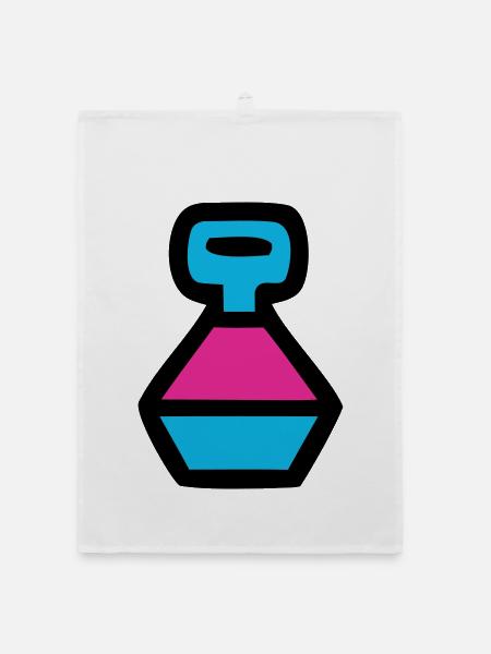  Retro Trinkflasche 90er Pop Art - Organic Geschirrtuch - Weiß - Vorne
