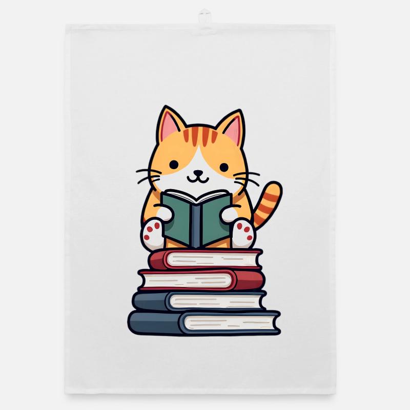 Chat qui lit un livre Torchon bio