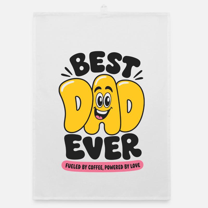 Best Dad Ever Coffee Cartoon Organic dish towel