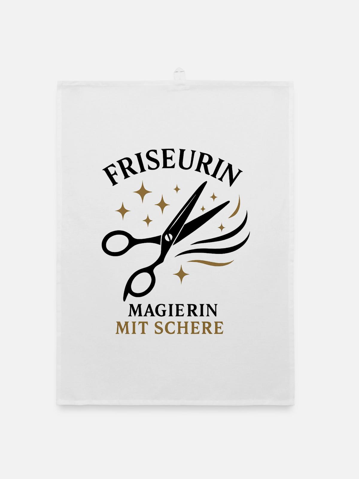 Friseurin Magierin mit Schere - Organic Geschirrtuch - Weiß - Vorne