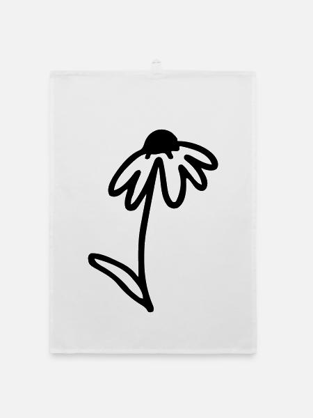 Blume One Line Art - Organic Geschirrtuch - Weiß - Vorne