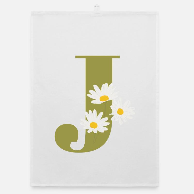 Buchstabe j Grüne Gänseblümchen Organic Geschirrtuch
