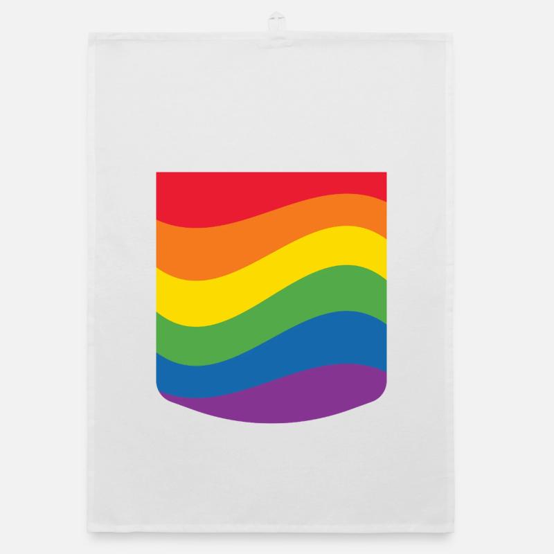 Drapeau de la fierté à vagues arc-en-ciel Minimal Design Torchon bio