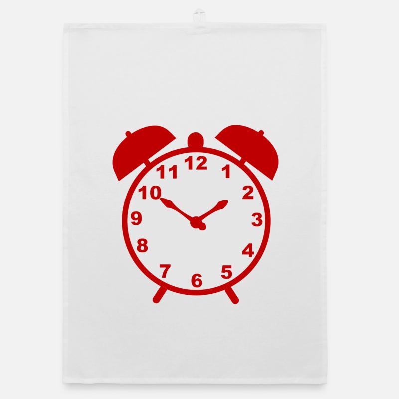 Klassischer Wecker mit rotem Rahmen Organic Geschirrtuch