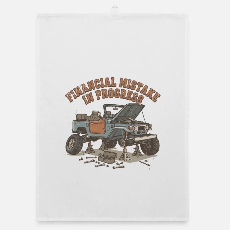 Financial Error In Progress | Mechanical Humor 4x4 Organic dish towel