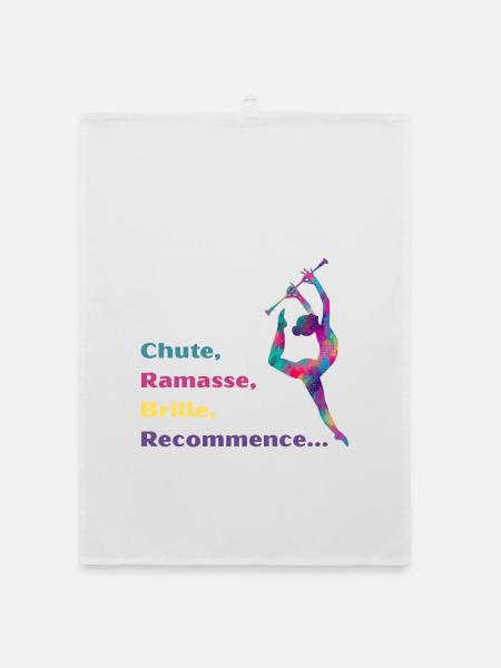 Chute-_Ramasse-_Recommence-- - Torchon bio - blanc - Devant