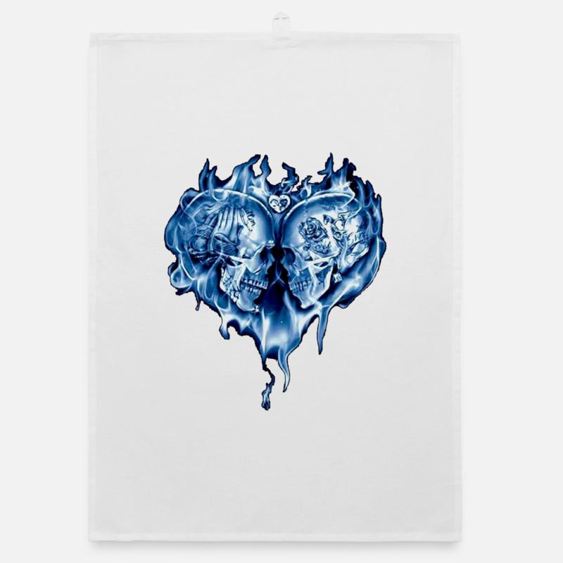 Skull Herz Organic Geschirrtuch
