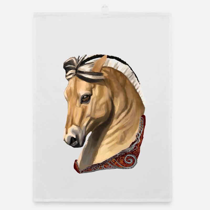 cheval fjord - Torchon bio - blanc