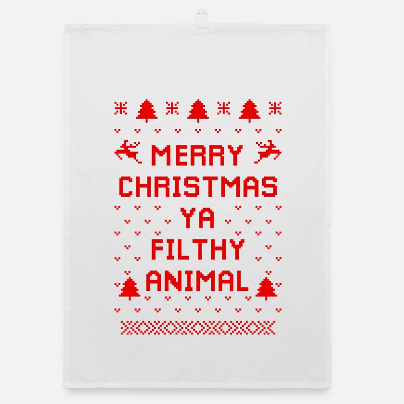 Pull animal de Noël humoristique - Torchon bio - blanc