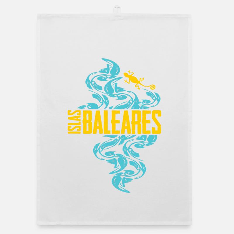 Balearic Islands Waves Pattern - Organic dish towel - white