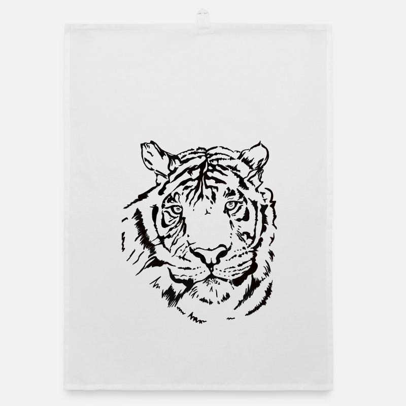 Hand-drawn tiger Organic dish towel