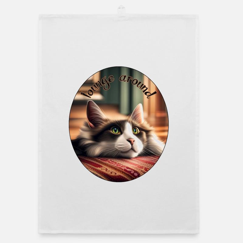 Cat rest in the warm light Organic dish towel