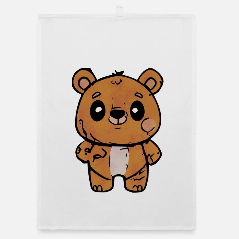 Cartoon Bear With Friendly Expression Organic dish towel