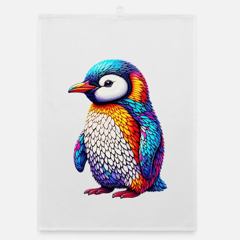 Pinguin - Organic Geschirrtuch - Weiß