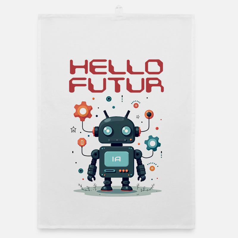 Hallo Future Character von Helfspawn Organic Geschirrtuch
