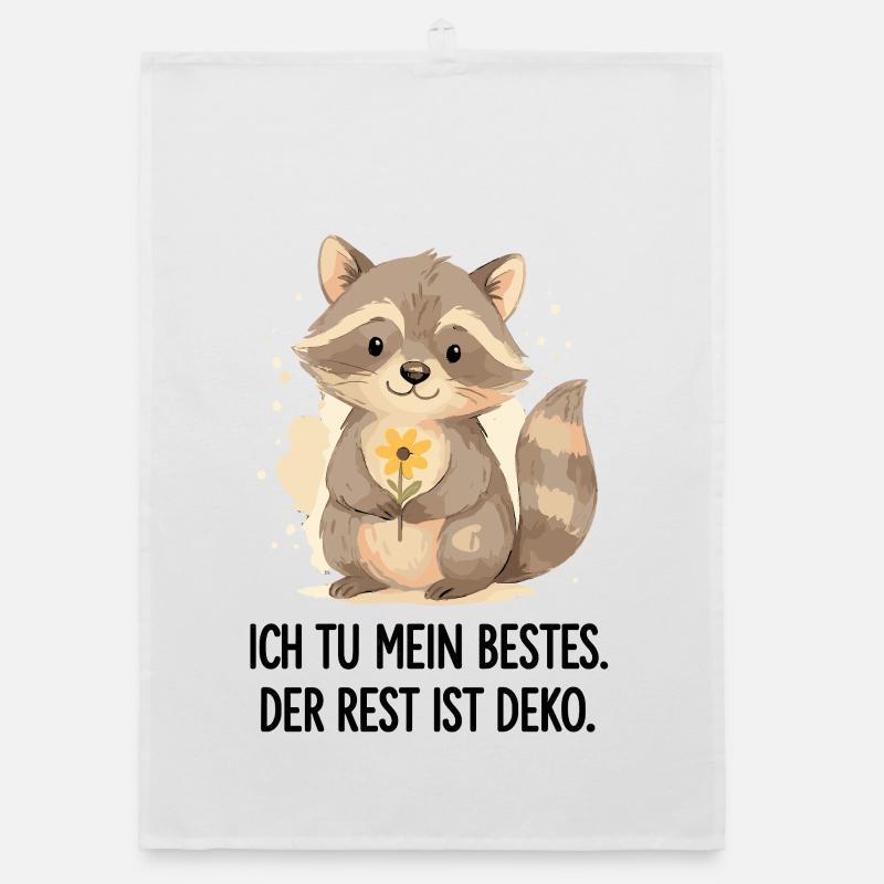 Waschbär mit Blume – Sanft Organic Geschirrtuch