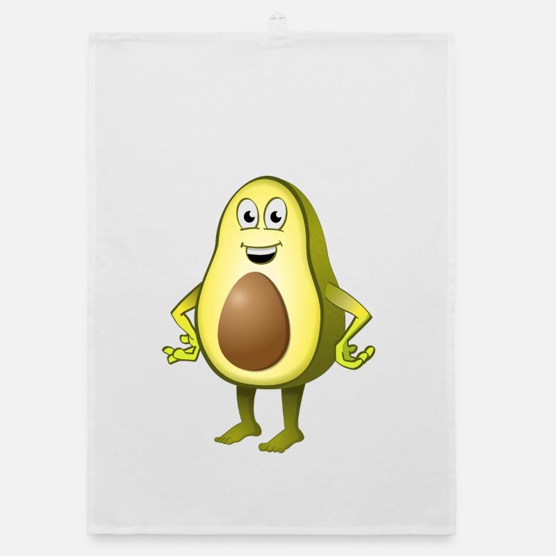 Cheerful Avocado with Playful Face Expression Organic dish towel