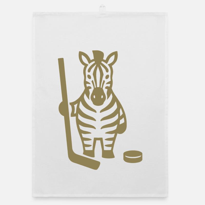 Minimalistisches Zebra Eishockey Silhouette Design - Organic Geschirrtuch - Weiß
