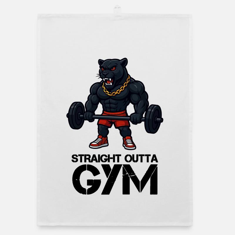 Starkes Panther-Maskottchen mit Gewichtheber Organic Geschirrtuch