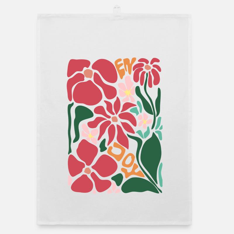 Gute Laune Blumen - rot Organic Geschirrtuch