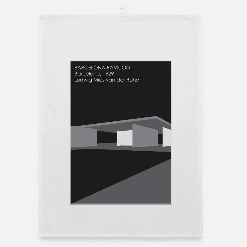 Architecture moderne : Pavillon de Barcelone - Torchon bio - blanc