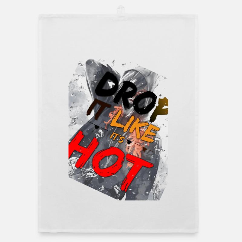 Drop Like It's Hot - Organic dish towel - white