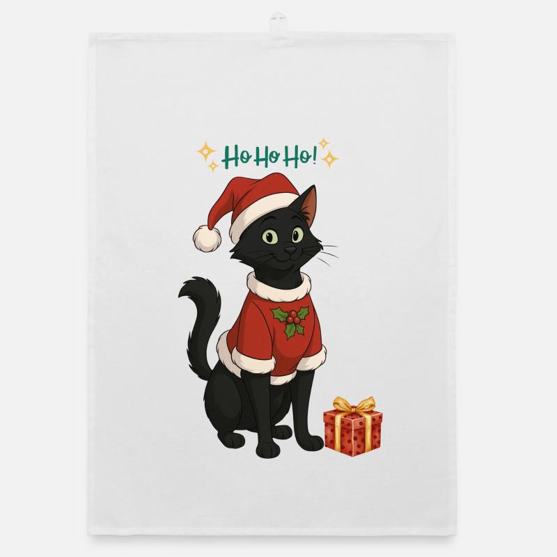 HoHoHo!! schwarze Katze Organic Geschirrtuch