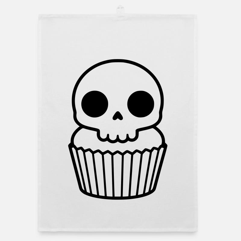Cupcake effrayant | Crâne d’Halloween Torchon bio