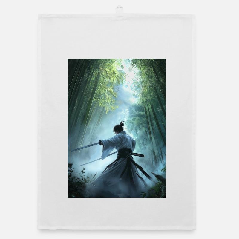 Samurai in the Forest Organic dish towel