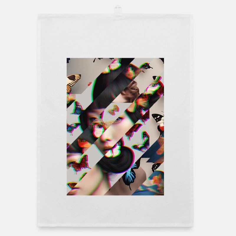 Portrait de papillon Glitch Torchon bio