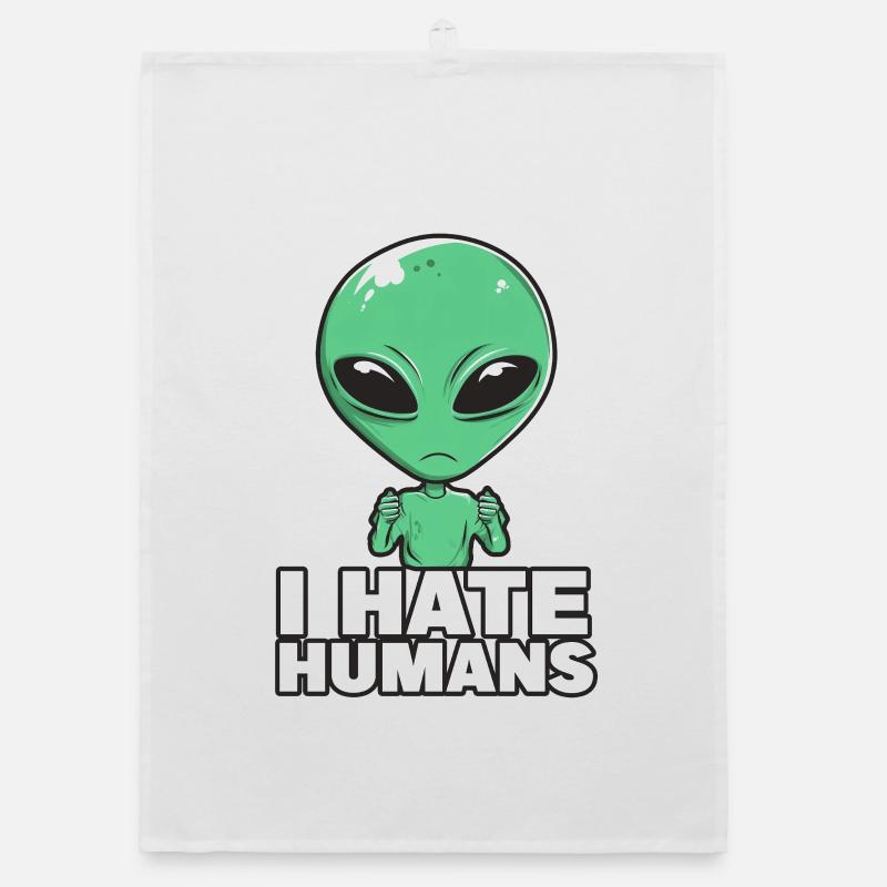 Alien I Hate Humans Organic Geschirrtuch