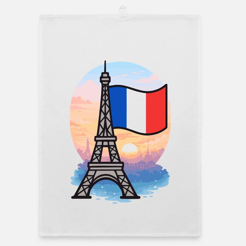 Tour Eiffel Paris Drapeau français Torchon bio
