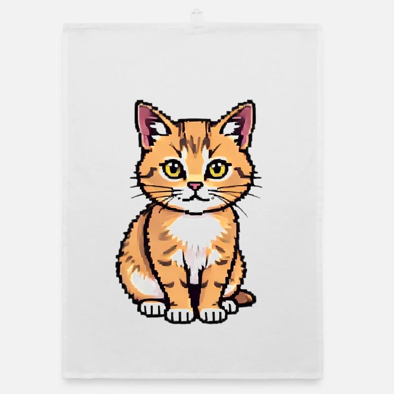 Katze Pixel Art Organic Geschirrtuch