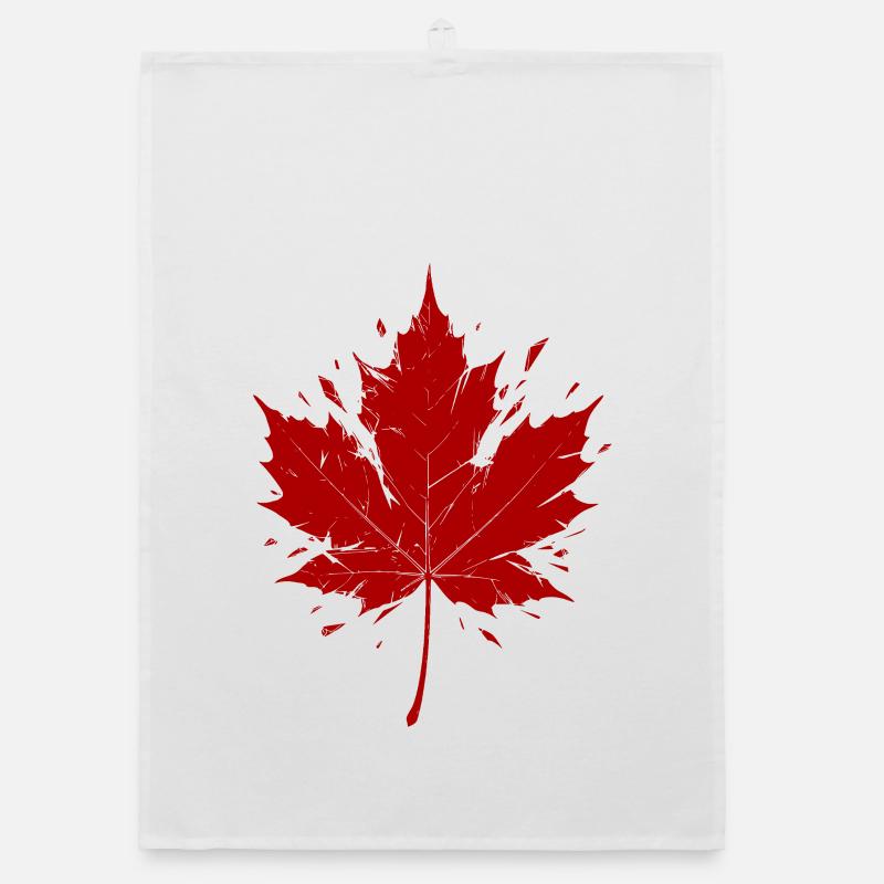 Red Maple Leaf Fragmented Organic dish towel