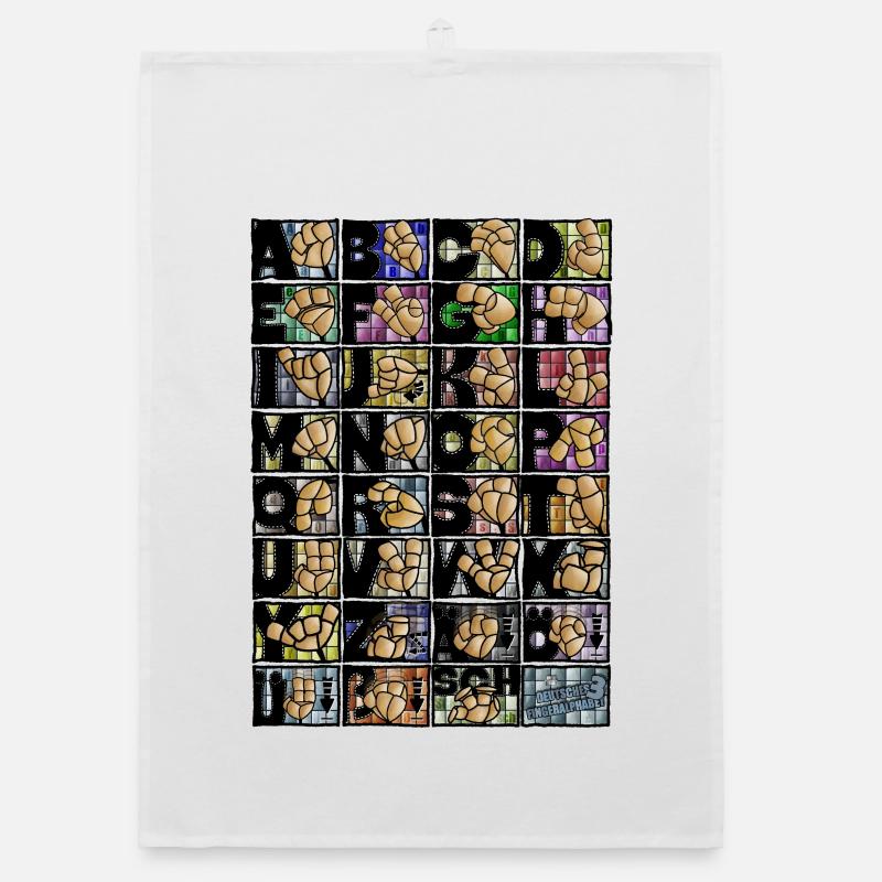 German Finger Alphabet 3 / Organic dish towel