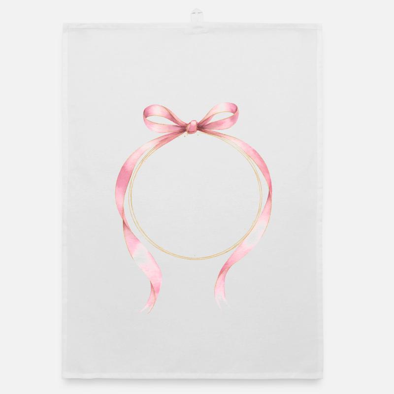 Bow Circle Pink Gold Customizable Organic dish towel
