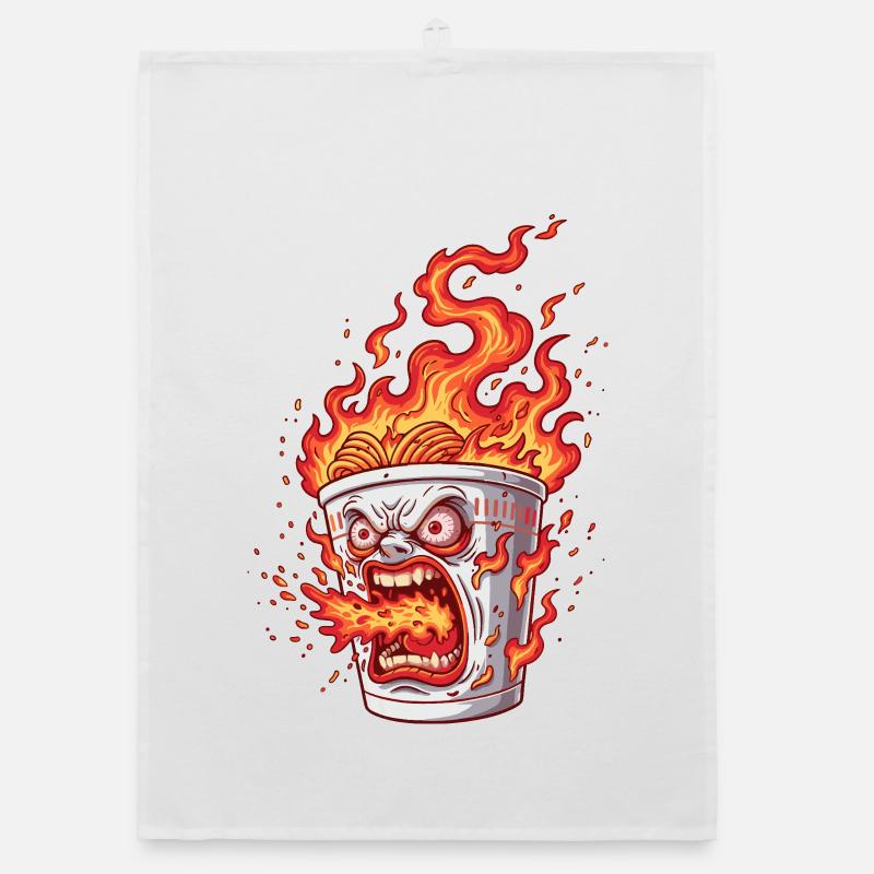 Noodle box with angry face Organic dish towel