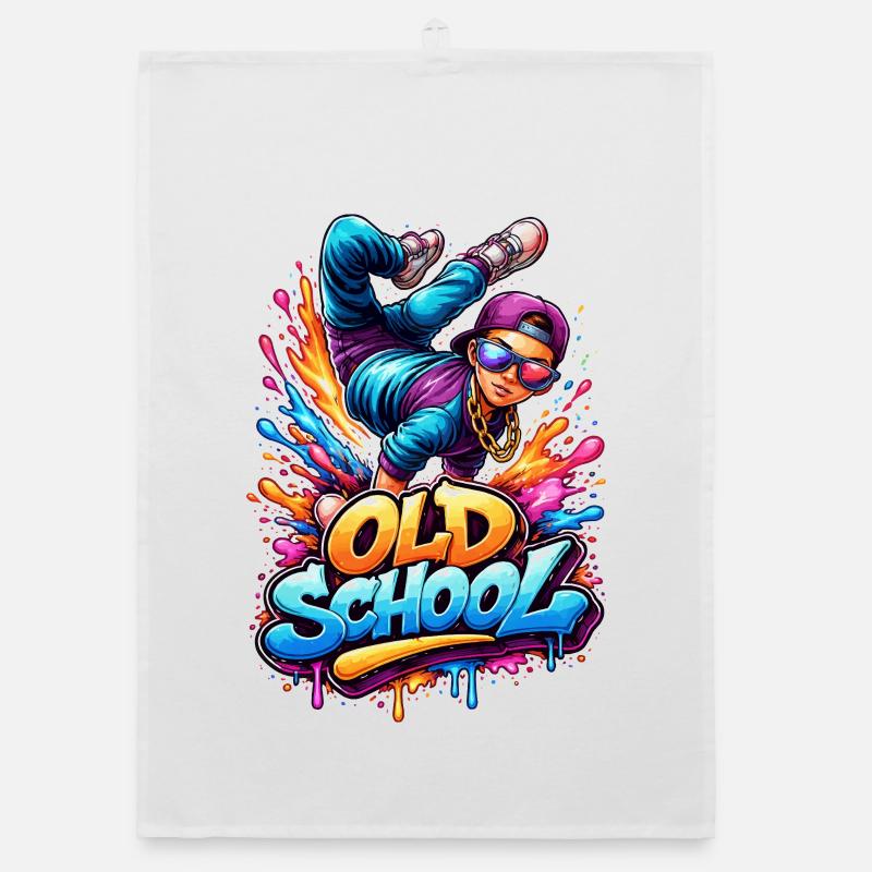 Old School Breakdance Graffiti Organic dish towel