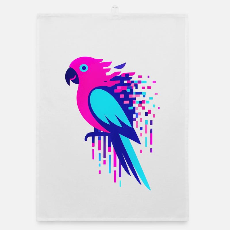 Glitch pixelated Geek parrot Organic dish towel