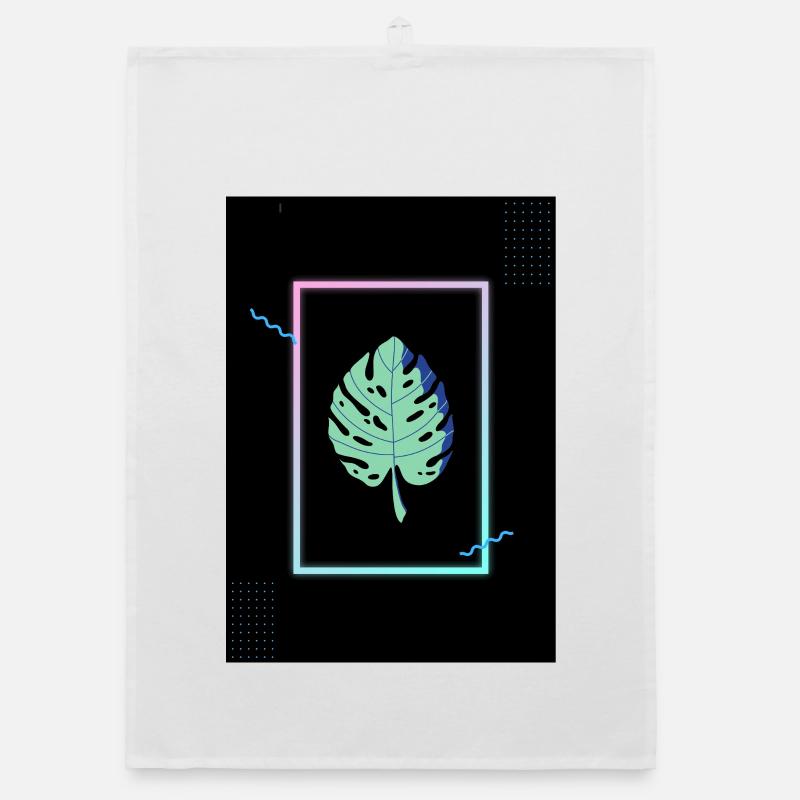 Monstera Neon Frame Organic Geschirrtuch